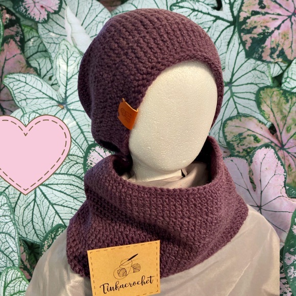 Mauve Spice Hat and Cowl Set (Crochet) - Picture 2 of 5